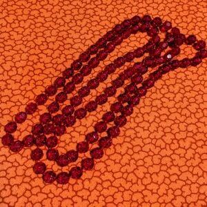 Vintage Deep Red Beaded Necklace